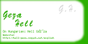 geza hell business card